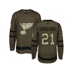Youth Adidas St. Louis Blues #21 Patrik Berglund Green Salute to Service Stitched NHL Jersey