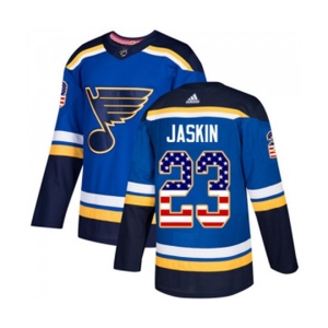 Youth Adidas St. Louis Blues #23 Dmitrij Jaskin Authentic Blue USA Flag Fashion NHL Jersey