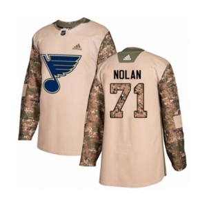 Youth Adidas St. Louis Blues #71 Jordan Nolan Authentic Camo Veterans Day Practice NHL Jersey