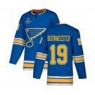 Youth St. Louis Blues #19 Jay Bouwmeester Authentic Navy Blue Alternate 2019 Stanley Cup Champions Hockey Jersey