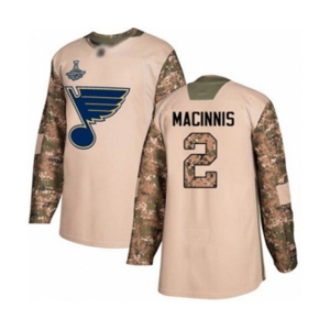 Youth St. Louis Blues #2 Al Macinnis Authentic Camo Veterans Day Practice 2019 Stanley Cup Champions Hockey Jersey