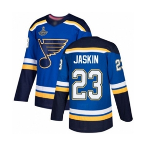 Youth St. Louis Blues #23 Dmitrij Jaskin Authentic Royal Blue Home 2019 Stanley Cup Champions Hockey Jersey