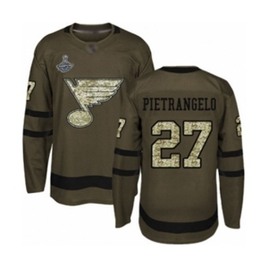 Youth St. Louis Blues #27 Alex Pietrangelo Authentic Green Salute to Service 2019 Stanley Cup Champions Hockey Jersey