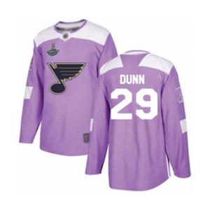 Youth St. Louis Blues #29 Vince Dunn Authentic Purple Fights Cancer Practice 2019 Stanley Cup Champions Hockey Jersey