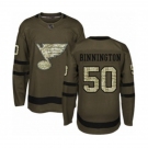 Youth St. Louis Blues #50 Jordan Binnington Authentic Green Salute to Service Hockey Jersey