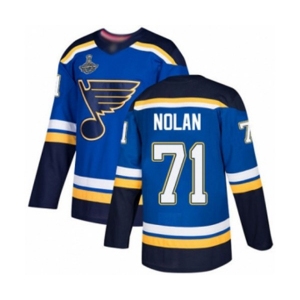 Youth St. Louis Blues #71 Jordan Nolan Authentic Royal Blue Home 2019 Stanley Cup Champions Hockey Jersey