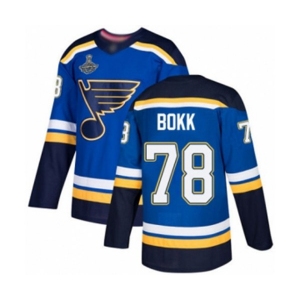 Youth St. Louis Blues #78 Dominik Bokk Authentic Royal Blue Home 2019 Stanley Cup Champions Hockey Jersey