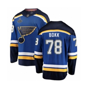 Youth St. Louis Blues #78 Dominik Bokk Fanatics Branded Royal Blue Home Breakaway 2019 Stanley Cup Champions Hockey Jersey