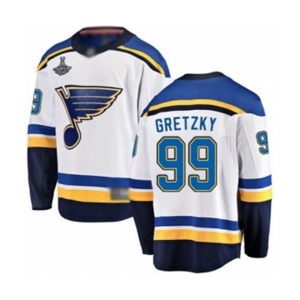 Youth St. Louis Blues #99 Wayne Gretzky Fanatics Branded White Away Breakaway 2019 Stanley Cup Champions Hockey Jersey