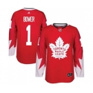 Adidas Toronto Maple Leafs #1 Johnny Bower Authentic Red Alternate NHL Jersey