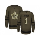 Adidas Toronto Maple Leafs #1 Johnny Bower Green Salute to Service Stitched NHL Jersey