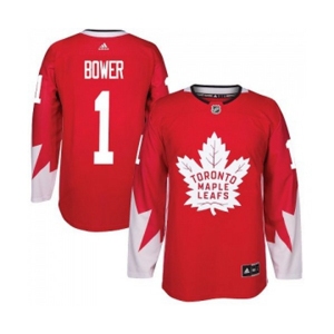 Adidas Toronto Maple Leafs #1 Johnny Bower Premier Red Alternate NHL Jersey