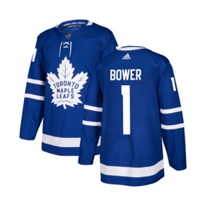 Adidas Toronto Maple Leafs #1 Johnny Bower Premier Royal Blue Home NHL Jersey
