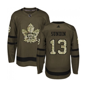 Adidas Toronto Maple Leafs #13 Mats Sundin Authentic Green Salute to Service NHL Jersey