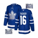 Adidas Toronto Maple Leafs #16 Darcy Tucker Authentic Royal Blue Fashion Gold NHL Jersey