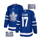 Adidas Toronto Maple Leafs #17 Wendel Clark Authentic Royal Blue Fashion Gold NHL Jersey