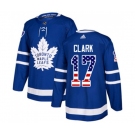 Adidas Toronto Maple Leafs #17 Wendel Clark Authentic Royal Blue USA Flag Fashion NHL Jersey