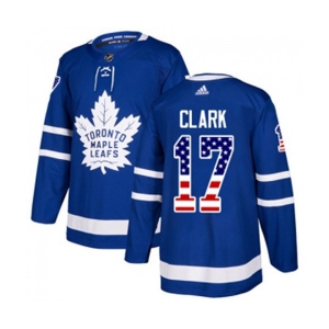 Adidas Toronto Maple Leafs #17 Wendel Clark Authentic Royal Blue USA Flag Fashion NHL Jersey