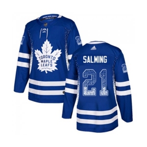 Adidas Toronto Maple Leafs #21 Borje Salming Authentic Blue Drift Fashion NHL Jersey