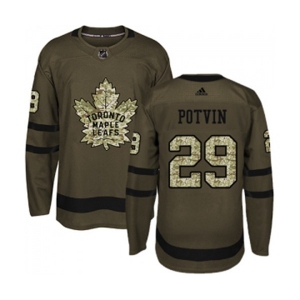 Adidas Toronto Maple Leafs #29 Felix Potvin Authentic Green Salute to Service NHL Jersey