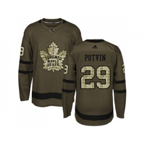 Adidas Toronto Maple Leafs #29 Felix Potvin Green Salute to Service Stitched NHL Jersey