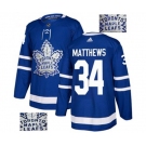 Adidas Toronto Maple Leafs #34 Auston Matthews Authentic Royal Blue Fashion Gold NHL Jersey