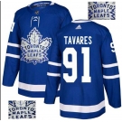 Adidas Toronto Maple Leafs #91 Tavares Authentic Royal Blue Fashion Gold NHL Jersey