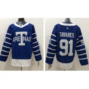 Maple Leafs #91 John Tavares Blue 1918 Arenas Throwback Stitched Hockey Jersey