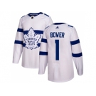 Men Adidas Toronto Maple Leafs #1 Johnny Bower White Authentic 2018 Stadium Series Stitched NHL Jersey