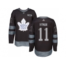 Men Adidas Toronto Maple Leafs #11 Zach Hyman Black 1917-2017 100th Anniversary Stitched NHL Jersey