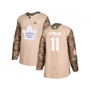 Men Adidas Toronto Maple Leafs #11 Zach Hyman Camo Authentic 2017 Veterans Day Stitched NHL Jersey