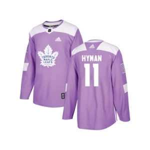 Men Adidas Toronto Maple Leafs #11 Zach Hyman Purple Authentic Fights Cancer Stitched NHL Jersey