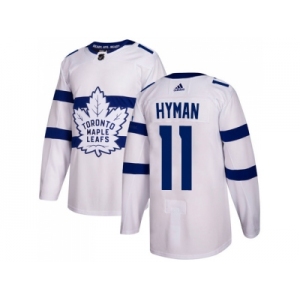 Men Adidas Toronto Maple Leafs #11 Zach Hyman White Authentic 2018 Stadium Series Stitched NHL Jersey