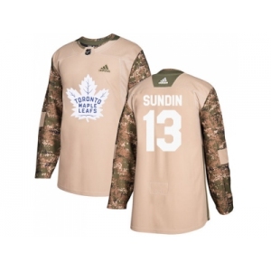 Men Adidas Toronto Maple Leafs #13 Mats Sundin Camo Authentic 2017 Veterans Day Stitched NHL Jersey