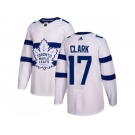 Men Adidas Toronto Maple Leafs #17 Wendel Clark White Authentic 2018 Stadium Series Stitched NHL Jersey