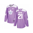 Men Adidas Toronto Maple Leafs #21 Bobby Baun Purple Authentic Fights Cancer Stitched NHL Jersey