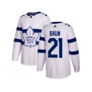 Men Adidas Toronto Maple Leafs #21 Bobby Baun White Authentic 2018 Stadium Series Stitched NHL Jersey