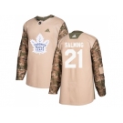 Men Adidas Toronto Maple Leafs #21 Borje Salming Camo Authentic 2017 Veterans Day Stitched NHL Jersey