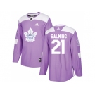 Men Adidas Toronto Maple Leafs #21 Borje Salming Purple Authentic Fights Cancer Stitched NHL Jersey