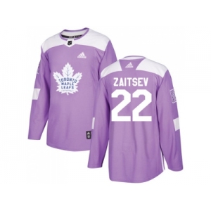 Men Adidas Toronto Maple Leafs #22 Nikita Zaitsev Purple Authentic Fights Cancer Stitched NHL Jersey