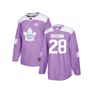 Men Adidas Toronto Maple Leafs #28 Connor Brown Purple Authentic Fights Cancer Stitched NHL Jersey
