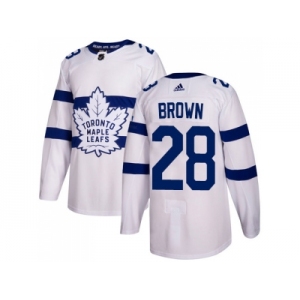 Men Adidas Toronto Maple Leafs #28 Connor Brown White Authentic 2018 Stadium Series Stitched NHL Jersey