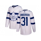 Men Adidas Toronto Maple Leafs #31 Frederik Andersen White Authentic 2018 Stadium Series Stitched NHL Jersey