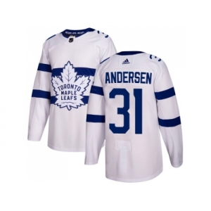 Men Adidas Toronto Maple Leafs #31 Frederik Andersen White Authentic 2018 Stadium Series Stitched NHL Jersey