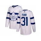 Men Adidas Toronto Maple Leafs #31 Grant Fuhr White Authentic 2018 Stadium Series Stitched NHL Jersey