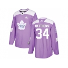 Men Adidas Toronto Maple Leafs #34 Auston Matthews Purple Authentic Fights Cancer Stitched NHL Jersey