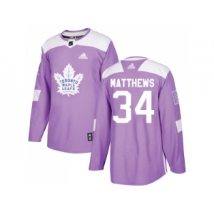 Men Adidas Toronto Maple Leafs #34 Auston Matthews Purple Authentic Fights Cancer Stitched NHL Jersey