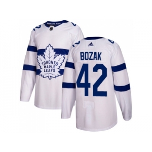 Men Adidas Toronto Maple Leafs #42 Tyler Bozak White Authentic 2018 Stadium Series Stitched NHL Jersey