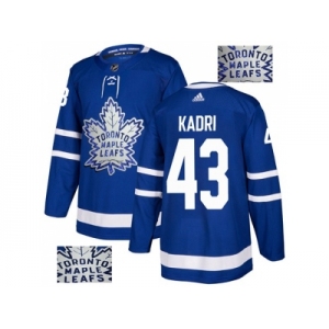 Men Adidas Toronto Maple Leafs #43 Nazem Kadri Blue Home Authentic Fashion Gold Stitched NHL Jersey