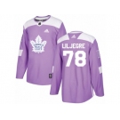 Men Adidas Toronto Maple Leafs #78 Timothy Liljegren Authentic Purple Fights Cancer Practice NHL Jersey